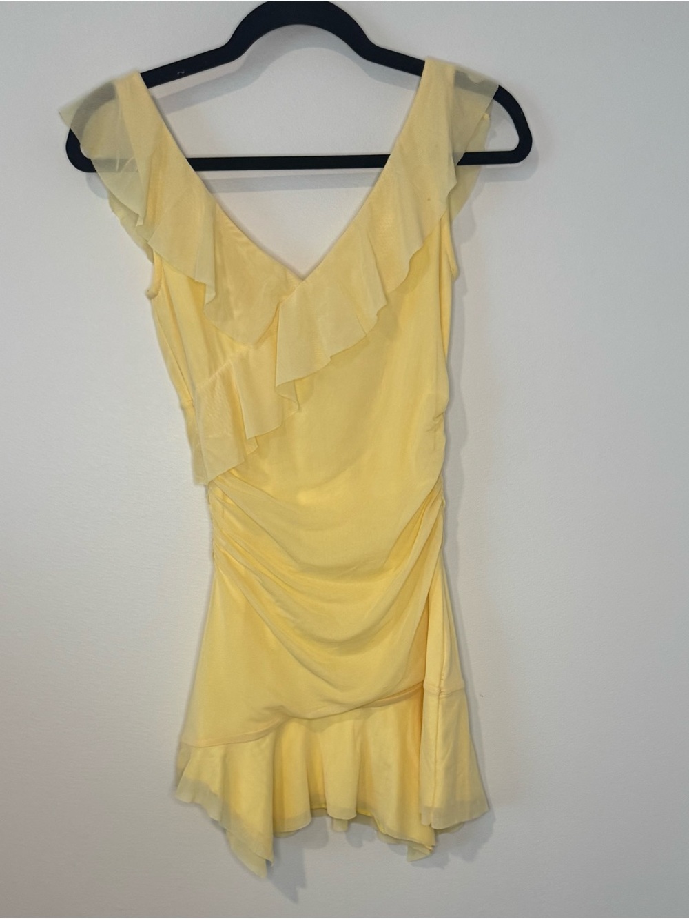 Peppermayo Shona Mini Dress Yellow Ruched Ruffle Mesh Party Dress US 6 NWT - Picture 11 of 12